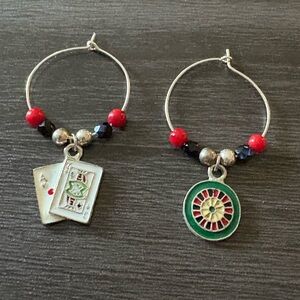 Casino Poker Cards & Roulette Wheel Earrings
